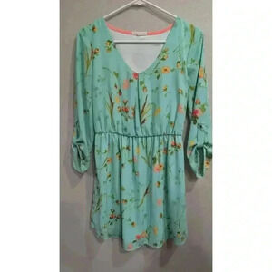 Women's casual dress by Copper Key in size Small seafoam green with floral print